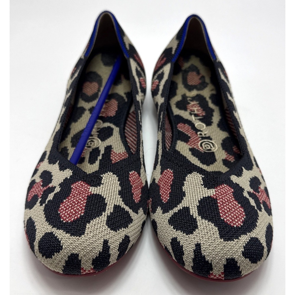 Rothy's Red Cat Flats Leopard Print Ballet Slip On Flats Womens Size 8 - Picture 3 of 5